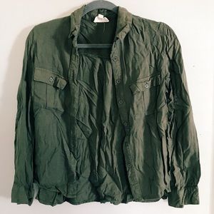 LA Hearts dull green button up